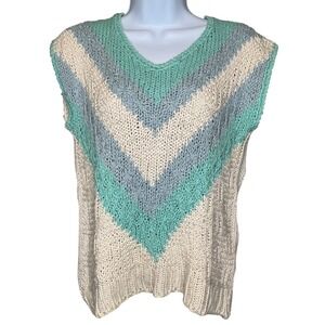 Vintage Sweater Bee by Banff Womens Vest Sz M Chevron Knit‎ Chunky 80's Preppy